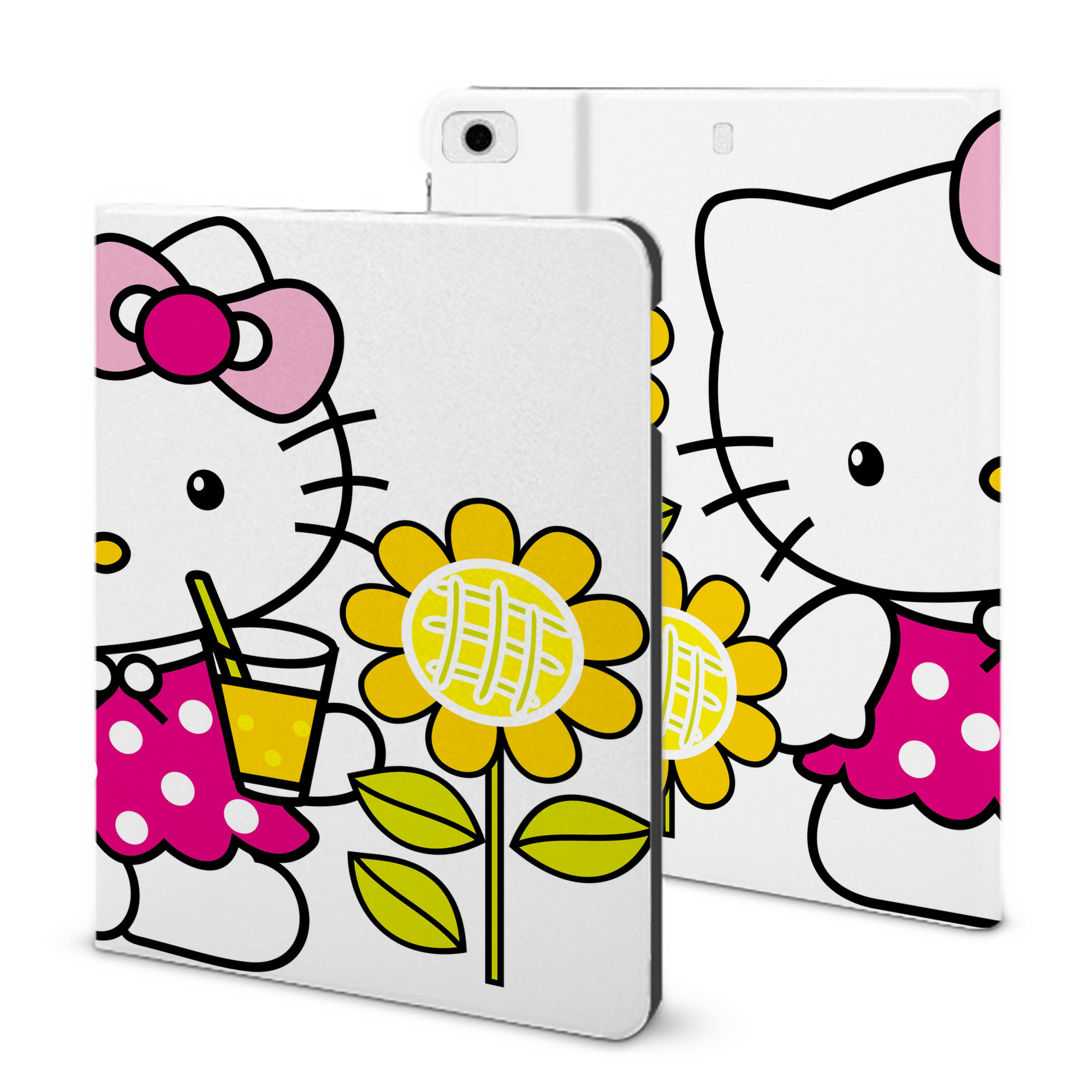 （画像用） Hello Kitty ハローキティ IPad ケース ブック型 PUレザー TPU 耐衝撃 軽量 薄型 ペン収納なし 全面保護 IPad 各モデル対応